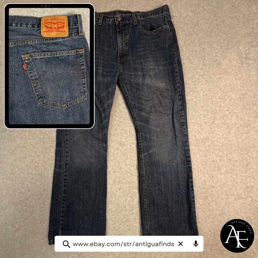 Levis 527 Slim Bootcut Jeans Mens 36x30 Blue Denim Medium Wash WaterLess 5270511